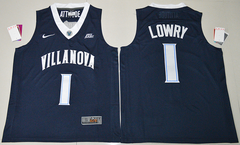 2017 NBA NCAA Villanova Wildcats #1 Kyle Lowry Navy Blue College Basketball Jersey